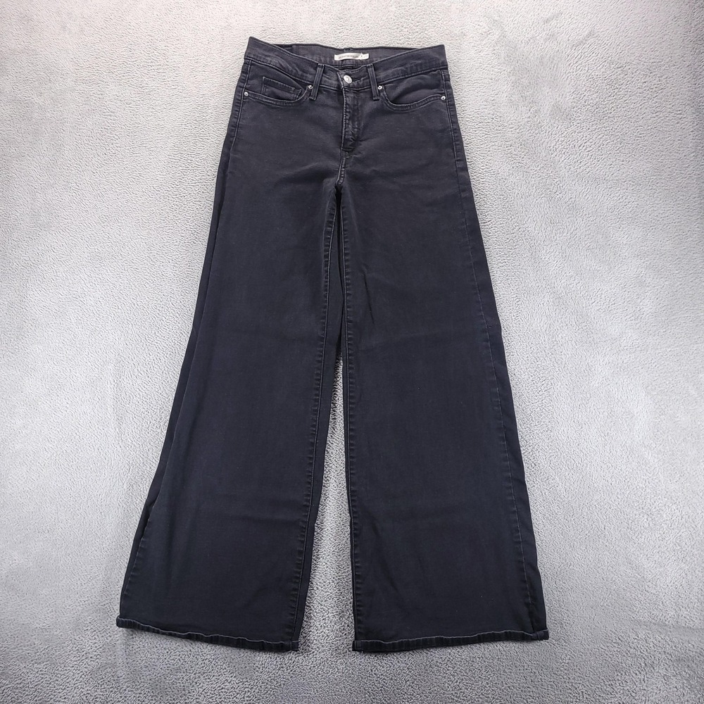 Levis Jeans Womens 29 Black 318 Shaping Wide Leg High Rise Stretch Denim